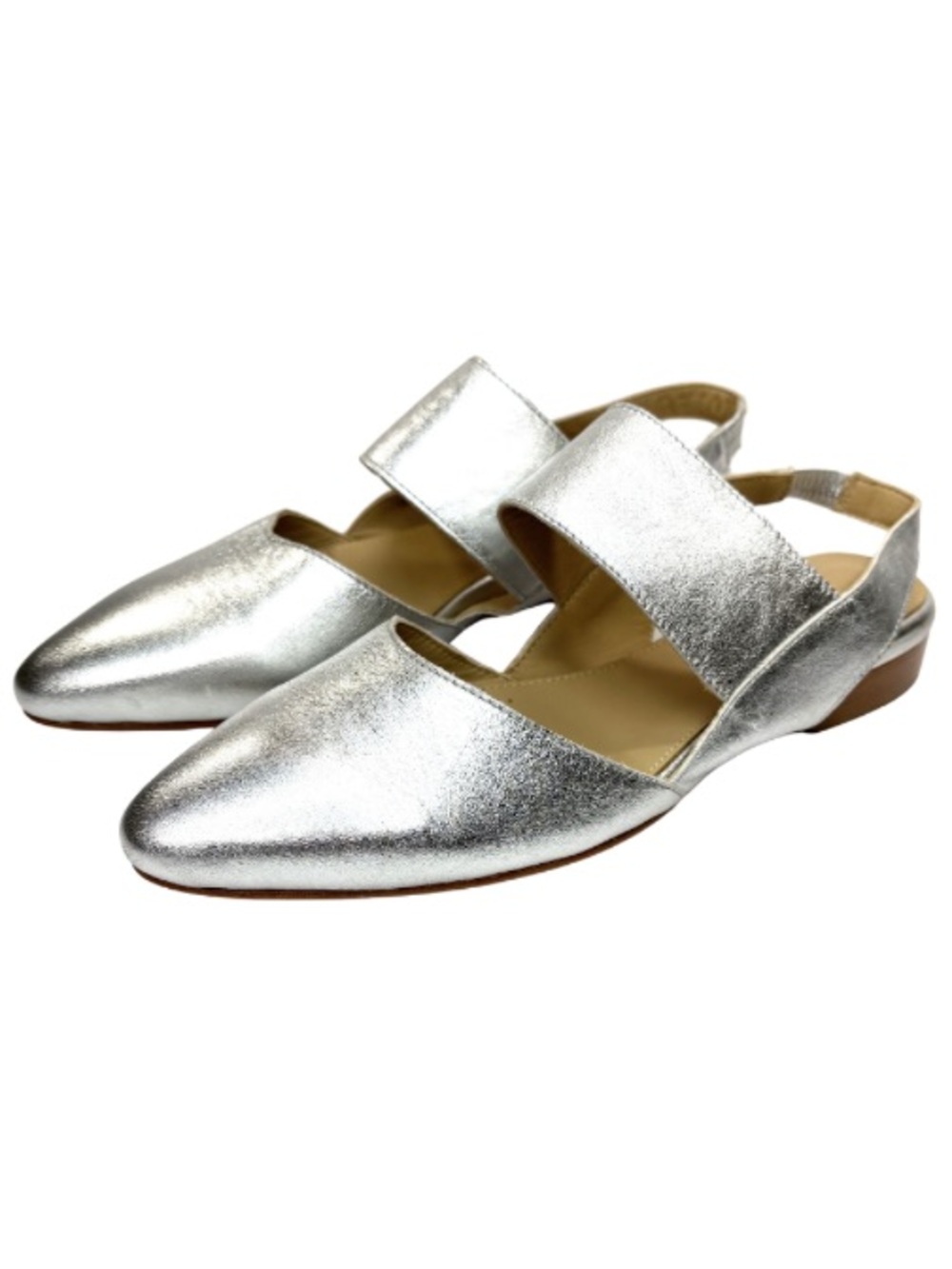 Poppy Barley Silver Slingback Flats | 8